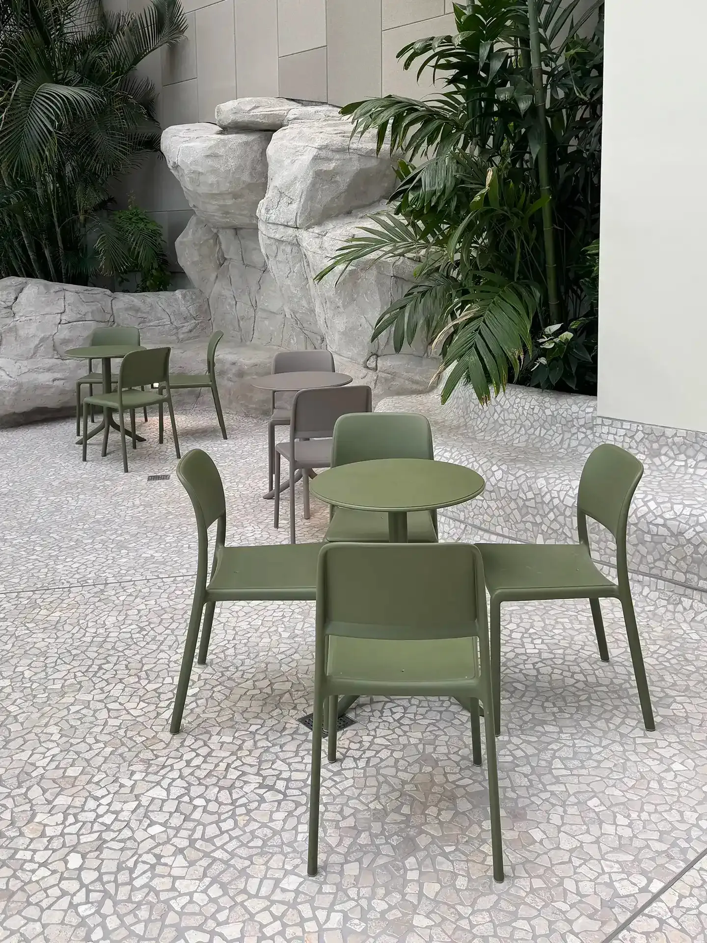 Professionally specified seating for an indoor wellness lounge designed for durability and guest circulation at Nordborg Resort.